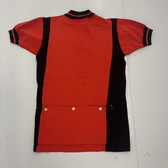 Vintage 60s 70s Santini Red Rayon Cycling 1/4 Zip Shirt - Picture 4 of 5